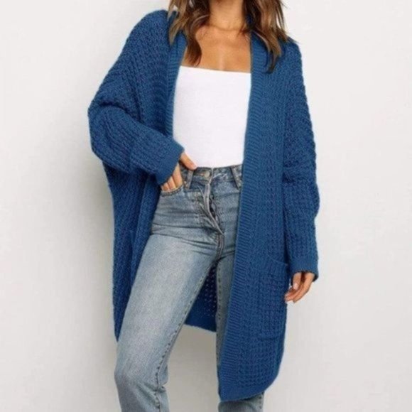 Hem Thread Hazy Blue Super Soft Open Cardigan New Moon, 44% OFF